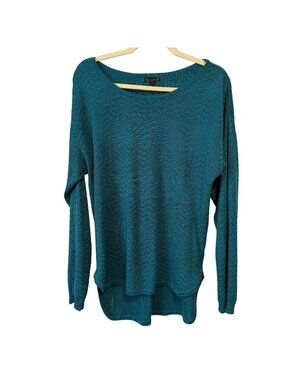 Teal Knit Long Sleeve Lightweight Womens Sweater SizeXL High-Low Hemline